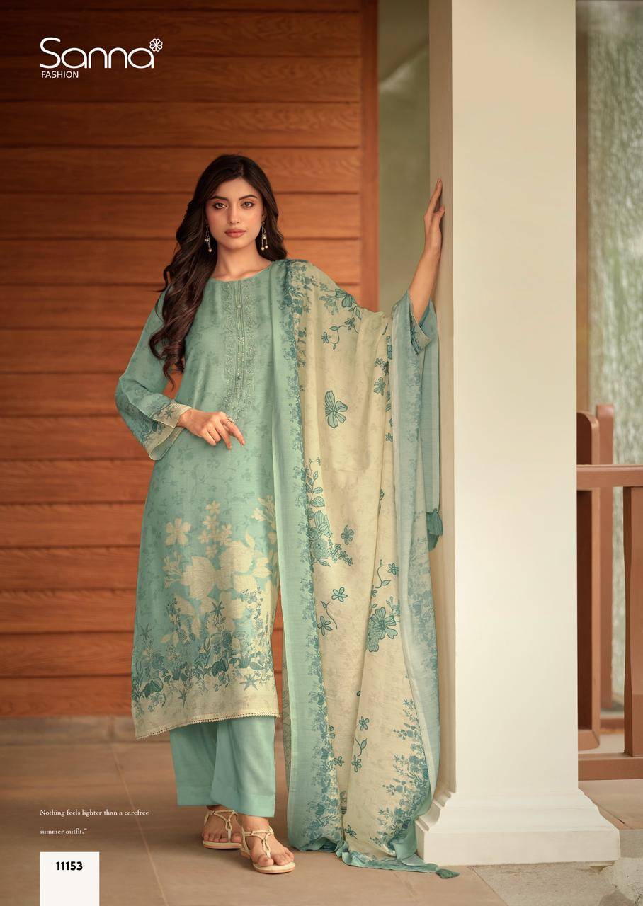 SAFIRA By SANNA Fashion 11149 TO 11154 series Beautiful Festive Suits Stylish PURE HAMP LINEN PRINTED Dresses At Wholesale Price